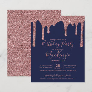 BUDGET Navy Blue Roos Gold Glitter Drift Birthday