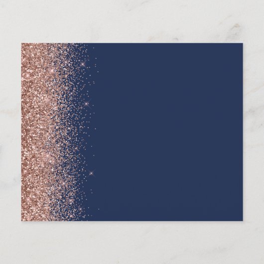 Budget Navy Blue Roos Gold Glitter Save the Date (Achterkant)