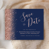 Budget Navy Blue Roos Gold Glitter Save the Date