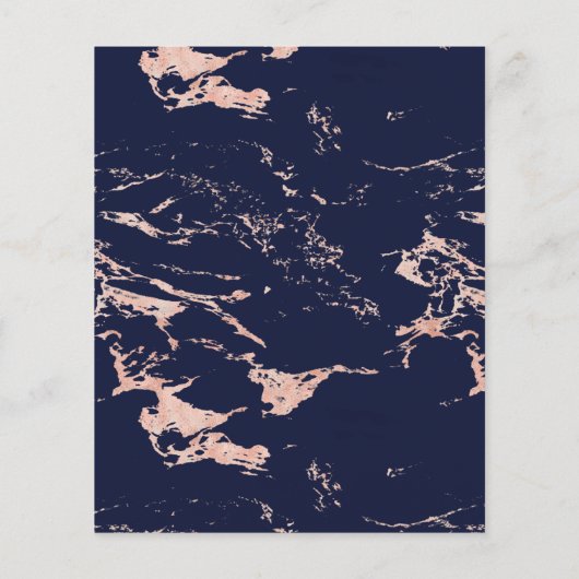 Budget Navy Blue Roos Gold Marble Wedding Invite (Achterkant)