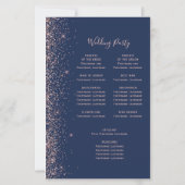 Budget Navy Blue Rose Gold Glitter Wedding Program (Achterkant)