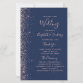 Budget Navy Blue Roze Goud Glitter Huwelijksprogra (Voorkant)