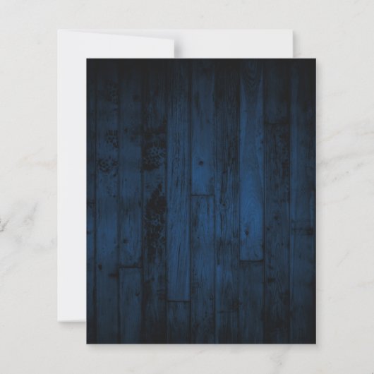 Budget Navy Blue Rustic String Lights Wood Invite (Achterkant)