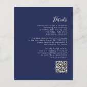 Budget Navy Blue Script QR Code Huwelijksuitnodigi (Achterkant)