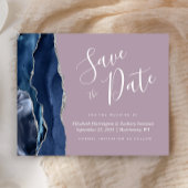 Budget Navy Blue Silver Agate Mauve Save the Date
