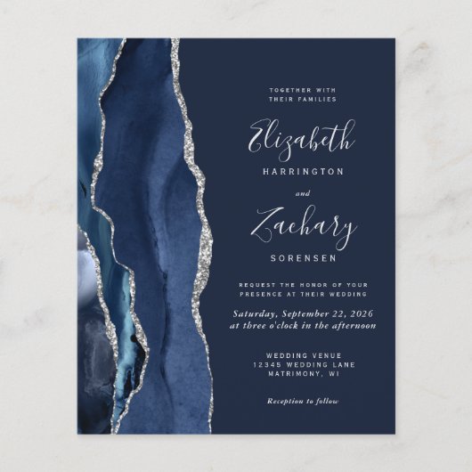 Budget Navy Blue Silver Agate Wedding (Voorkant)