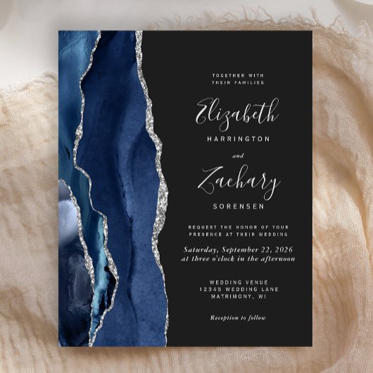 Budget Navy Blue Silver Agate Wedding