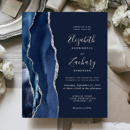 Budget Navy Blue Silver Agate Wedding