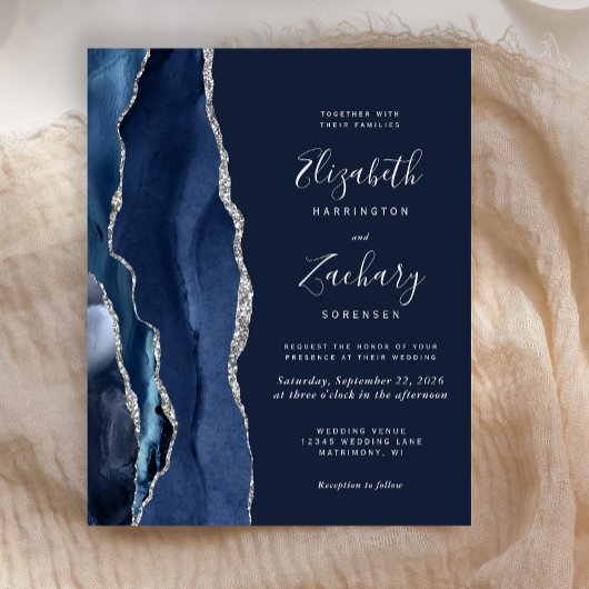 Budget Navy Blue Silver Agate Wedding