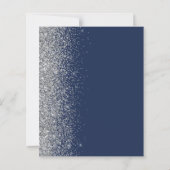 Budget Navy Blue Silver Glitter Wedding Uitnodigin (Achterkant)