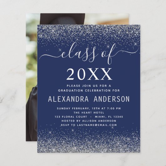 Budget Navy Blue Silver Photo Afstuderen 2023 (Voorkant / Achterkant)