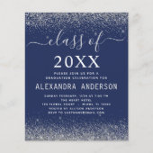 Budget Navy Blue Silver Photo Afstuderen 2023 Flyer (Voorkant)