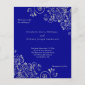 Budget Navy Blue Silver Swirls Weddenschap (Voorkant)