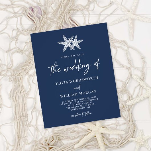 Budget Navy Blue Starfish Weddenschap Flyer