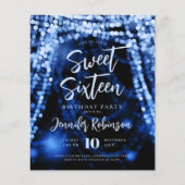 Budget Navy Blue String Lights Sweet 16 Uitnodigen Flyer (Voorkant)