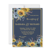 Budget Navy Blue Sunflower Floral Wedding