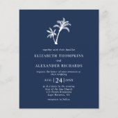 Budget Navy Blue Tropical Palm Wedding Uitnodiging Flyer (Voorkant)