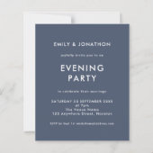 Budget Navy Blue Wedding Evening Party nodigt uit (Voorkant)