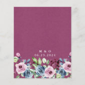 Budget Navy Blue Wijn Bloem Bruiloft Uitnodiging (Achterkant)
