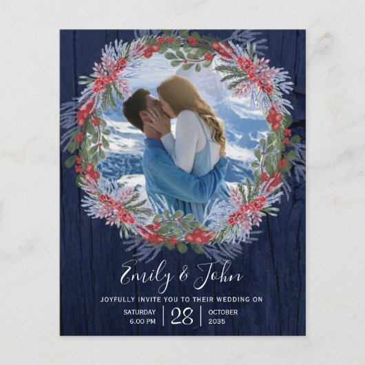 Budget Navy Blue Winter Floral Wedding (Voorkant)