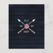 Budget Navy Blush Floral Antler Weddenschap (Achterkant)