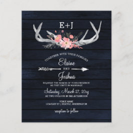 Budget Navy Blush Floral Antler Weddenschap