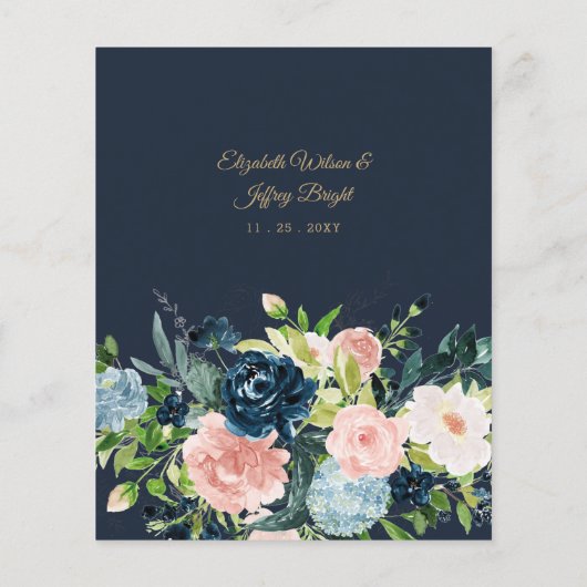 Budget Navy Blush Floral Arch Wedding Invitation (Achterkant)