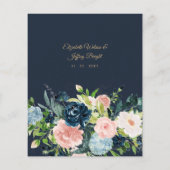Budget Navy Blush Gold Floral Wedding Invitation (Achterkant)