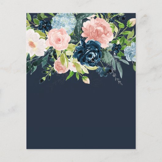 Budget Navy Blush Gold Floral Wedding Invitation (Achterkant)