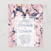 Budget Navy Blush Gold Marble Wedding Invitation (Voorkant)