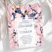 Budget Navy Blush Gold Marble Wedding Invitation