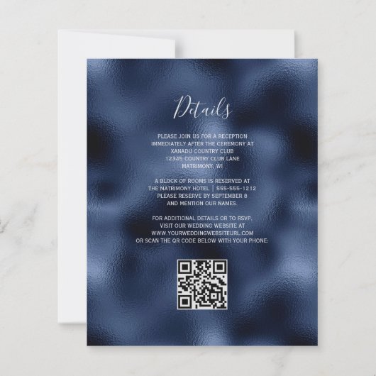 Budget Navy Bourgondië Zilver Bloemen QR Code Huwe (Achterkant)