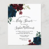 Budget Navy & Burgundy Baby shower Invitation (Voorkant)
