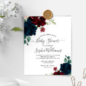 Budget Navy & Burgundy Baby shower Invitation