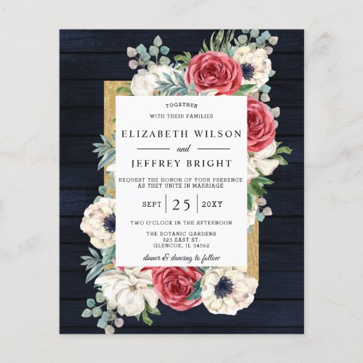 Budget Navy Burgundy Floral Wedding (Voorkant)