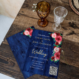 Budget Navy Burgundy Waterverf Wedding Flyer