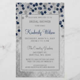 Budget Navy Confetti Bridal Shower Invitation