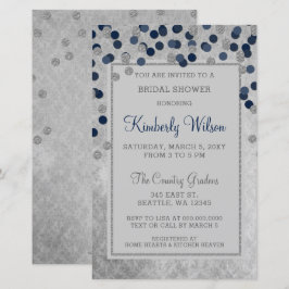 Budget Navy Confetti Bridal Shower Invitation