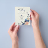 BUDGET Navy Coral Elegantie - Bloemige Huwelijksar Flyer (Hand)