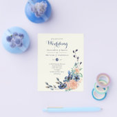 BUDGET Navy Coral Elegantie - Bloemige Huwelijksar Flyer (Enkel)