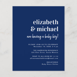 Budget Navy Couples Baby Boy Shower Uitnodiging