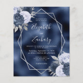 Budget Navy Dusty Blauw Zilver Bloemen Huwelijk (Voorkant)