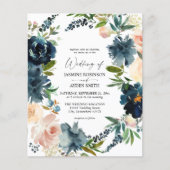Budget Navy, Dusty Blue en Pink Floral 2 Wedding (Voorkant)