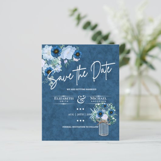 Budget Navy Dusty Blue Floral Rustic Wedding (Staand voorkant)