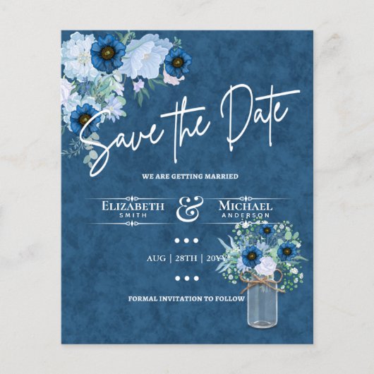 Budget Navy Dusty Blue Floral Rustic Wedding (Voorkant)