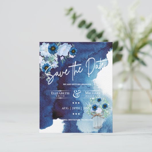 Budget Navy Dusty Blue Floral Rustic Wedding (Staand voorkant)