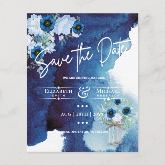 Budget Navy Dusty Blue Floral Rustic Wedding (Voorkant)
