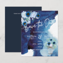 Budget Navy Dusty Blue Floral Rustic Wedding