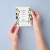 Budget Navy Dusty Blue & Pink Blush 1 Weddenschap Flyer (Hand)