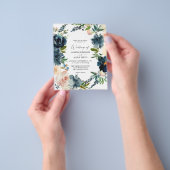 Budget Navy Dusty Blue & Pink Blush Wedding Flyer (Hand)